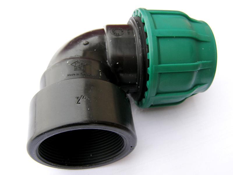 Отвод ПНД 63x2 с внутренней резьбой компрессион. фото 1