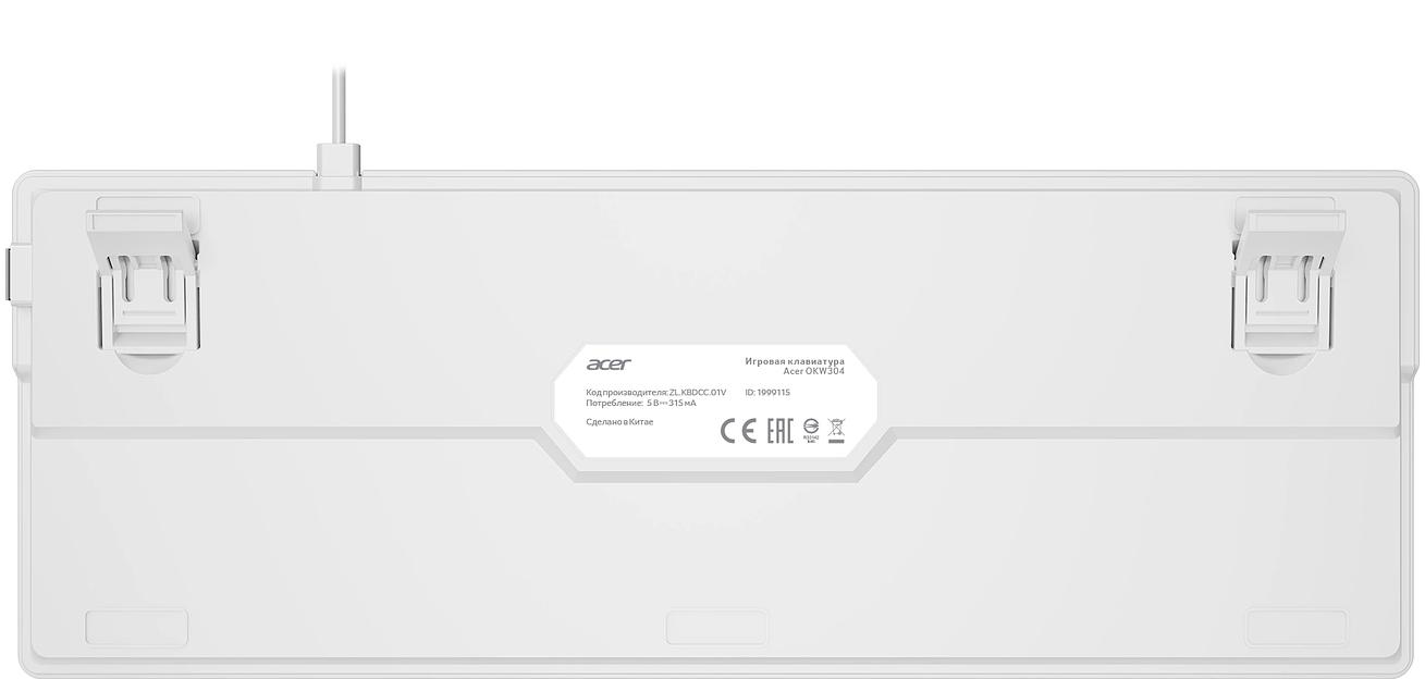 Клавиатура Acer OKW304 механическая белый USB for gamer LED (ZL.KBDCC.01V) фото 2