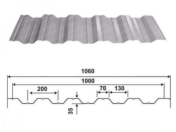 Профлист НС-35 0.8 оцинкованный опт фото 3