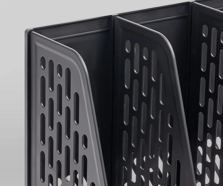 Лоток вертикальный Deli E9849 BLACK E9849 4отд. сборный для бумаг 325x320x275мм черный пластик пластиковый пакет фото 3