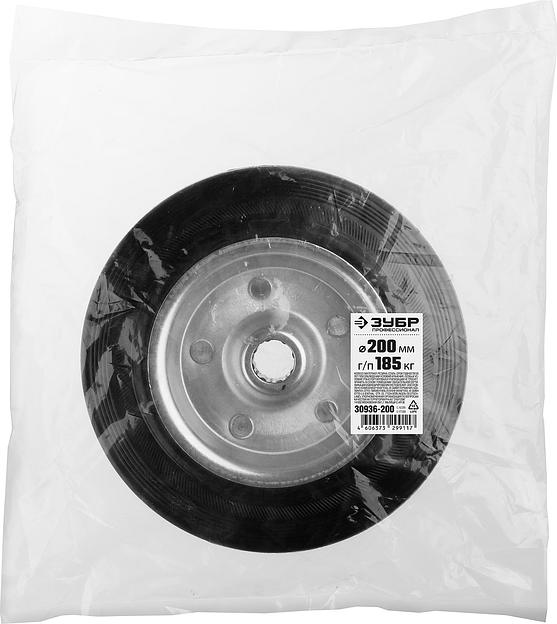 ЗУБР d 200 мм, г/п 185 кг, игольчатый подшипник, резина/металл, колесо, Профессионал (30936-200) фото 2