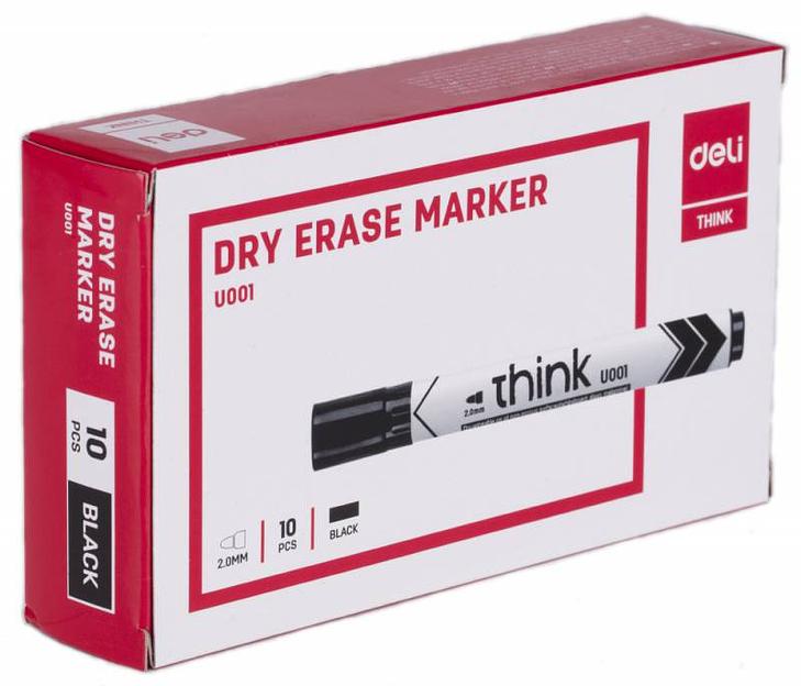Маркер для досок Deli EU00120 Think круглый пиш. наконечник 2мм черный фото 2
