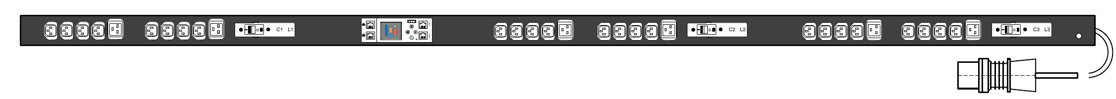 Устройство распределения электропитания Exagate PWG2-9116-324-96-TIP POWERGuard2 PDU, 16A Three Phase ZeroU, 30 x IEC Sockets (24 x C13 - 6 x C19), Inlet Metering фото 1