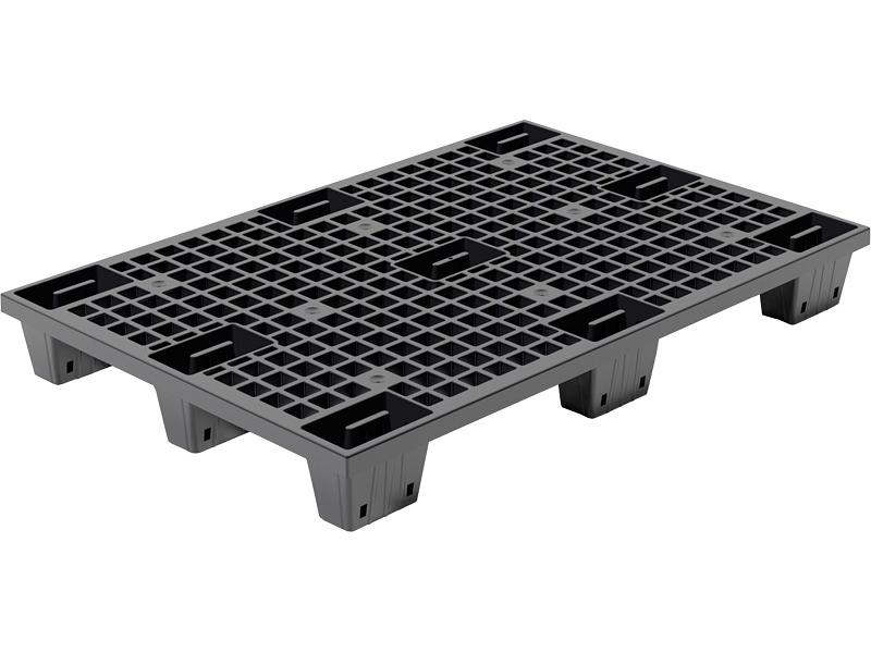 Паллет 1200х800х140 перфорированный, вкладываемый, на ножках чёрный фото 1