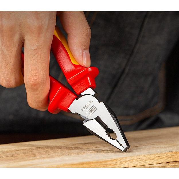 Диэлектрические комбинированные плоскогубцы Deli DL512006 160мм, сталь Cr-V, сертификат VDE для работ под напряжением до 1000 В фото 5