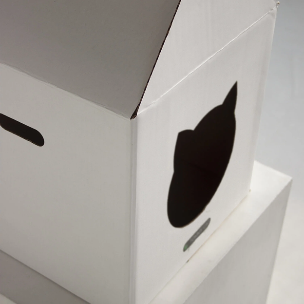 Домик для кота из картона, белый, опт  фото 2