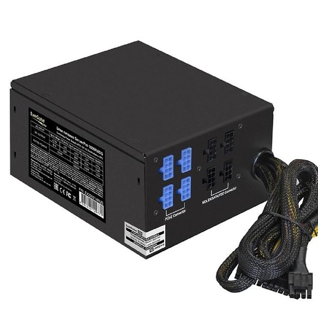 Exegate EX292214RUS Серверный БП 1000W ExeGate ServerPRO-1000RADS (ATX, for 3U+ cases, APFC, КПД 82% (80 PLUS), 14cm fan, 24pin, 2(4+4)pin, PCIe, 5xSATA, 4xIDE, Cable Management, black) фото 1