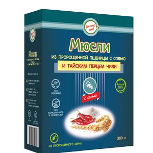 Мюсли из пророщенной пшеницы ВкусноЕМ с солью и тайским перцем чили 300 г ОПТ фото 1