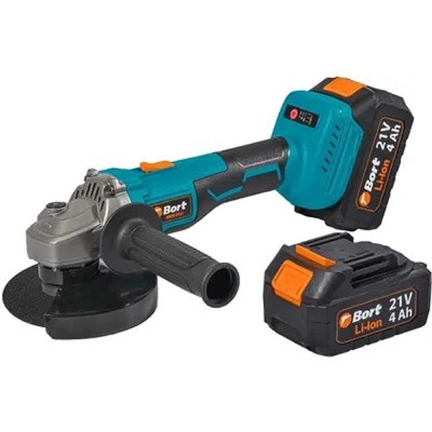 Bort МАШИНА ШЛИФОВАЛЬНАЯ УГЛОВАЯ АККУМУЛЯТОРНАЯ BORT BWS-21LI {21 В; Li-Ion; 4 Ач; 5000-8500 об/мин; 22,2 мм; 1,7 кг; 4 Ач; батарей 2 шт; аксессуаров 6 шт; гарантия 2 г} [93413571] фото 1