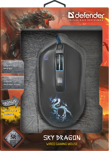 Мышь проводная   Defender Sky Dragon GM-090L (черный) фото 1