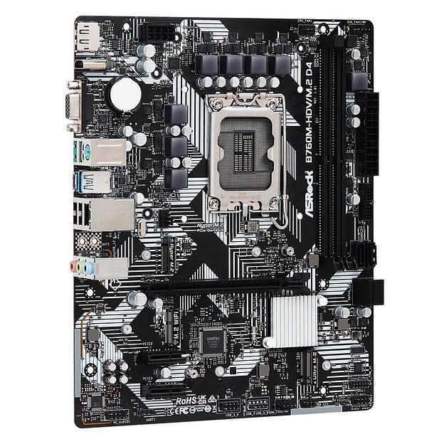 Материнская плата ASROCK B760M-HDV/M.2 D4, LGA1700, B760, 4*DDR4, HDMI+DP+D-Sub, 4xSATA3 6.0 (RAID), M.2 Socket, 4xUSB 3.2, 1xUSB2.0, Type-C, mATX; 90-MXBL40-A0UAYZ (B760M-HDV/M.2 D4) фото 3