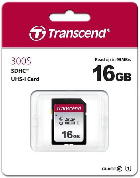 Карта памяти SD 16GB Class 10 U1 Transcend TS16GSDC300S фото 1