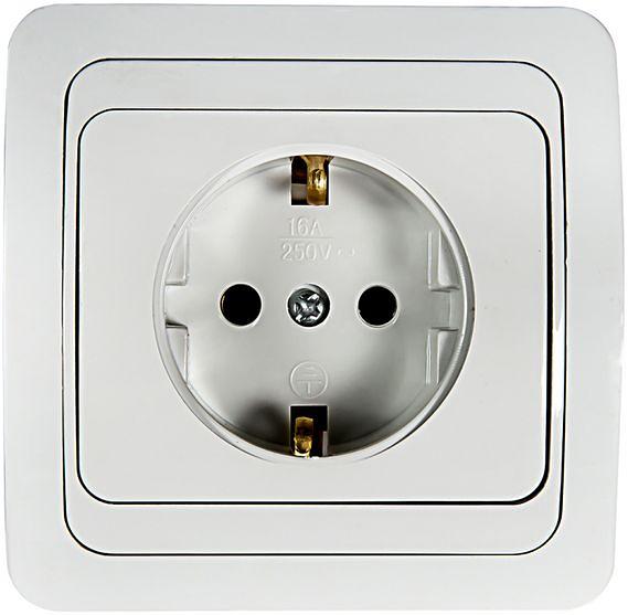 Розетка одинарная с заземлением CLASSICO белая 2028 IN HOME фото 1