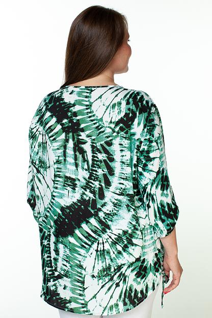 Туника штапель  4117/07/Зеленый, белый фото 3