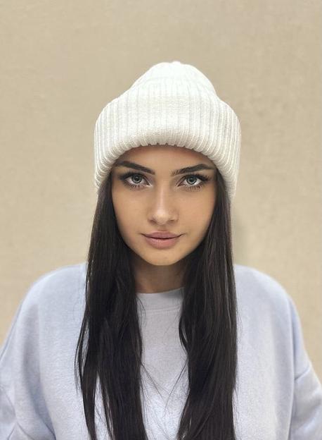 Шапка тыковка белая ОПТ фото 1