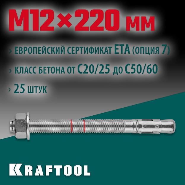 KRAFTOOL ETA Опция 7, М12 х 220, 25 шт, клиновой анкер (302184-12-220) фото 2