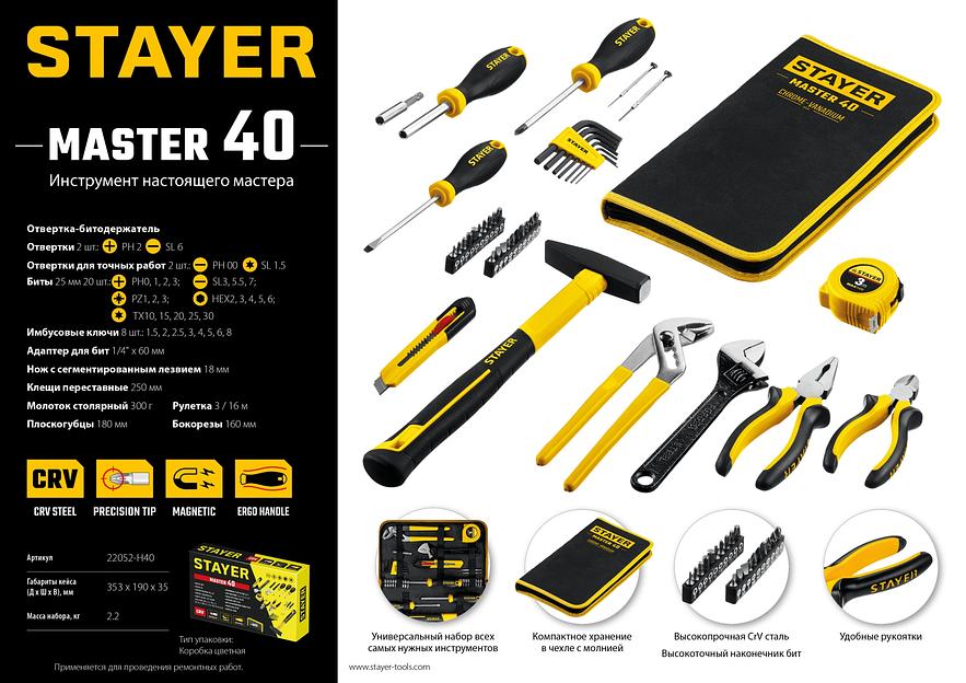 STAYER Master-40, 40 предм., универсальный набор инструмента для дома (22052-H40) фото 8