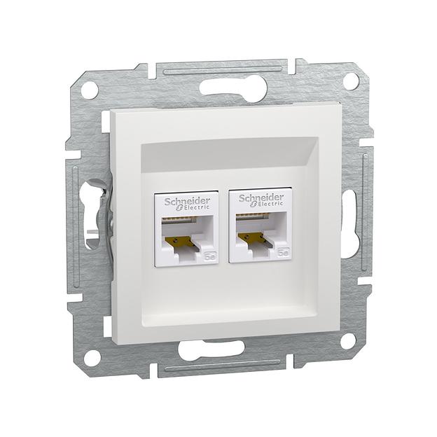 Розетка двойная компьютерная SE EPH4470121 Asfora RJ45 механизм белый EPH4470121 фото 1