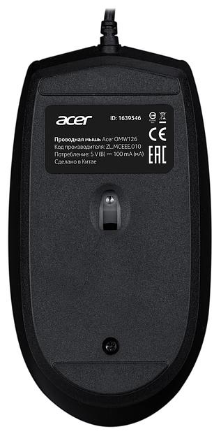 Мышь Acer OMW126 черный оптическая (1000dpi) USB (3but) фото 2