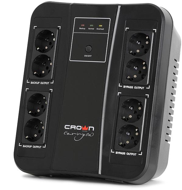 ИБП CROWN 650VA/390W, корпус пластик, 1x12V/7AH, розетки 8*EURO, трансформатор AVR 220/230/240В ± 25%, съёмный кабель питания 1.8 м, порт RJ-11/45, порт USB управление с ПК, LED-индикация, защита: от перегрузки, от КЗ, от перепадов напряжения, ПО UPS CROW фото 3
