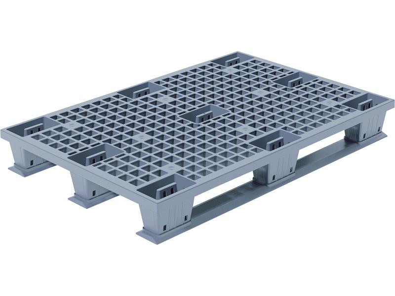 Паллет 1200х800х160 перфорированный, на 3 полозьях серый фото 1