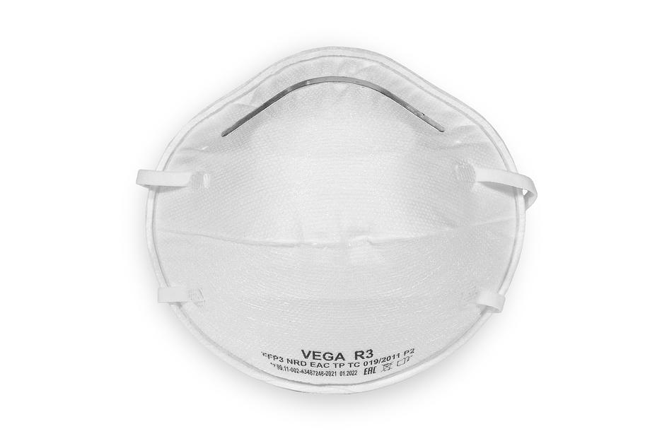 Респиратор чашеобразный формованный (полумаска фильтрующая) VEGA R3 FFP3 без клапана выдоха до 50 ПДК, опт фото 1