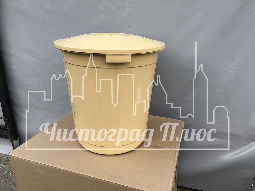 Бак пластиковый с крышкой 50 л бежевый фото 2