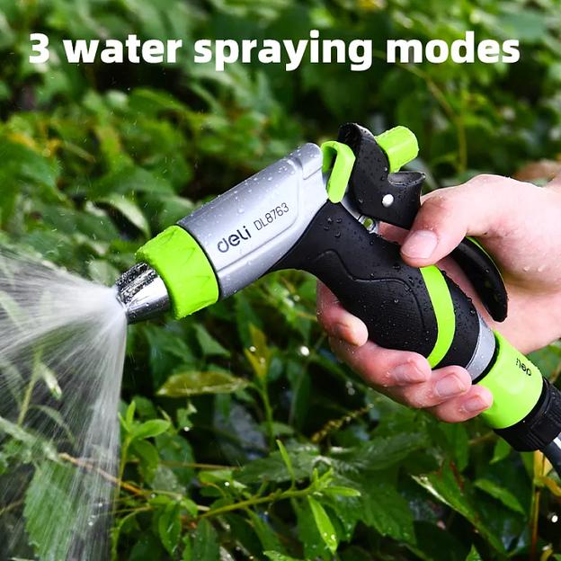 Пистолет-распылитель поливочный Deli DL8763 3 режима распыления, диаметр шланга 3/4", прорезиненная рукоять, корпус из цинкового сплава фото 5