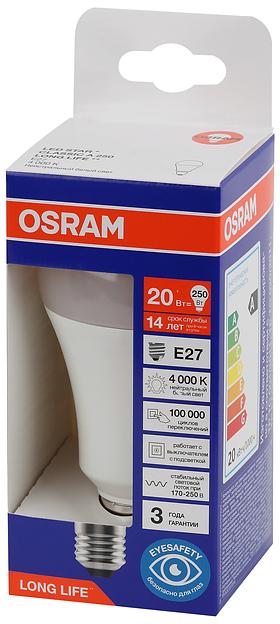 Лампа светодиодная LED 20Вт Е27 4000К 2452Лм груша 220В (замена 250Вт) OSRAM фото 3