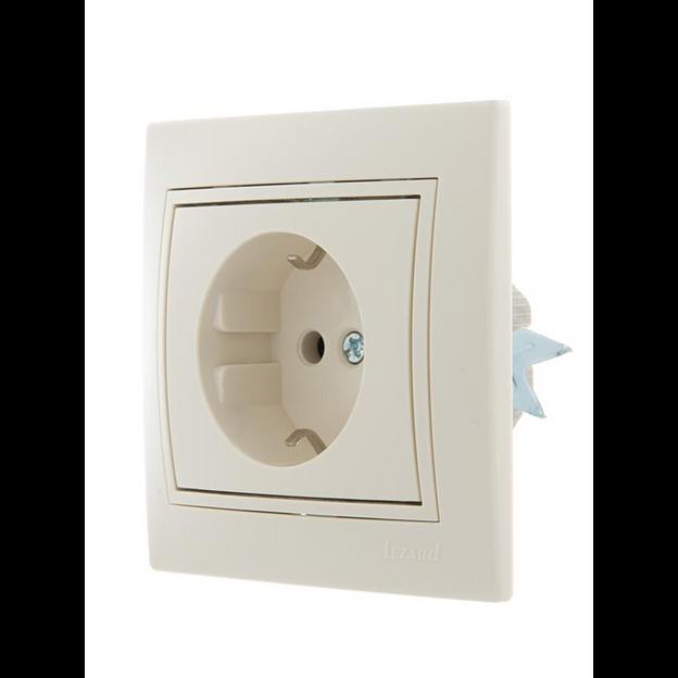 Розетка 1-м СП Mira 16А IP20 с заземл. со вставкой керамика крем. LEZARD 701-0303-122 фото 2