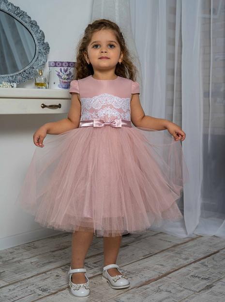 Платье для девочки Энди нарядное, пудра, 22-208_2, опт фото 3