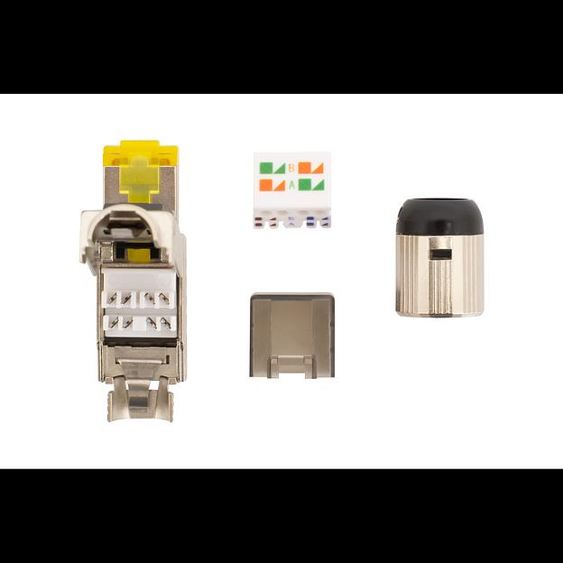 Коннектор SNR RJ45/8P8C под витую пару, Кат.8 (Класс I), 2000МГц, покрытие 50мкд, T568B, самозажимной, полный экран, металлик фото 2