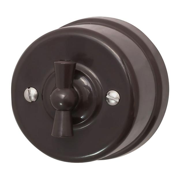 Выключатель Лизетта 1-кл., пластик, цвет Коричневый фото 1