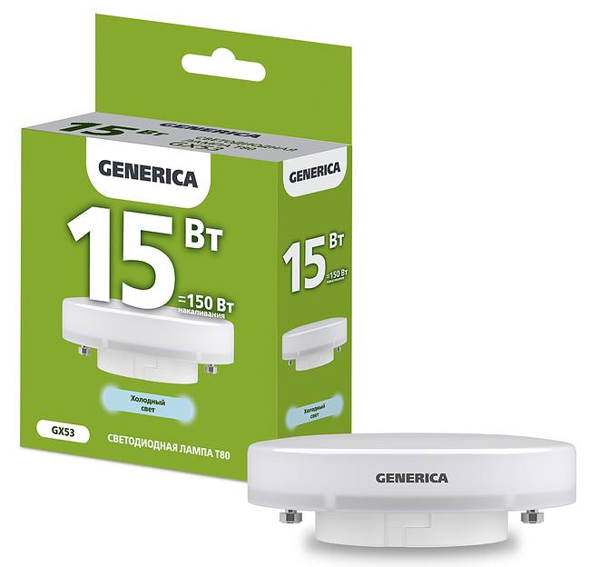 IEK LL-T80-15-230-65-GX53-G Лампа LED T80 таблетка 15Вт 230В 6500К GX53 GENERICA фото 1