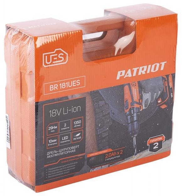 Дрель-шуруповерт Patriot BR 181UES аккум. патрон:быстрозажимной (кейс в комплекте) фото 9