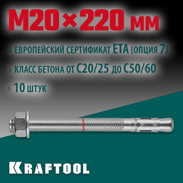 KRAFTOOL ETA Опция 7, М20 х 220, 10 шт, клиновой анкер (302184-20-220) фото 2