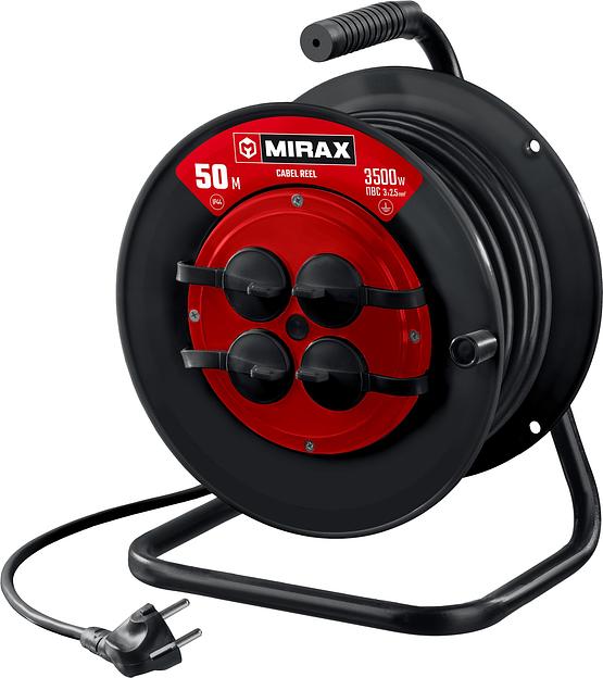 MIRAX ПВС, 3 х 2.5 мм2, 50 м, 3500 Вт, IP44, силовой удлинитель на катушке (55051-50) фото 1