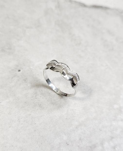 Серебряное кольцо волны с фианитами 925 фото 1