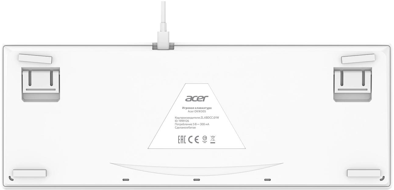 Клавиатура Acer OKW305 механическая белый USB for gamer LED (ZL.KBDCC.01W) фото 2