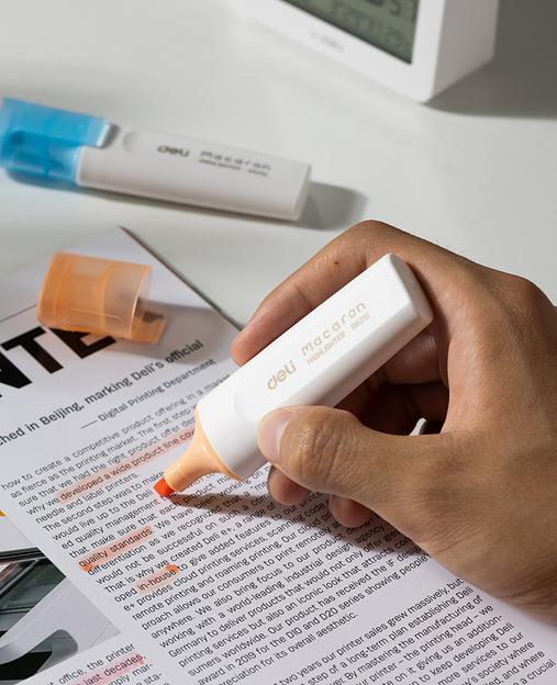 Набор текстовыделителей Deli ES621SORANGE-P Macaron скошенный пиш. наконечник 1-5мм оранжевый (10шт.) фото 7