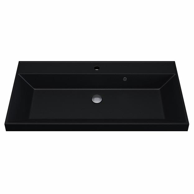 Раковина кварцевая для ванной комнаты Uperwood Classic Quartz 90 см, черная матовая, космос фото 5