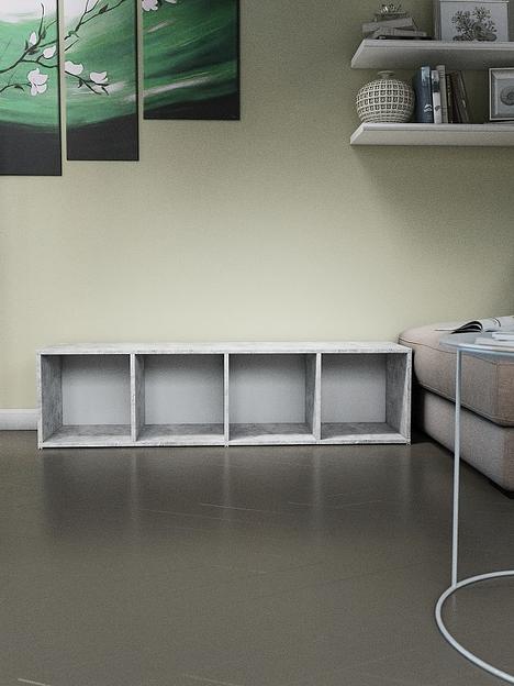 Стеллаж универсальный 4-секционный Wood&Stone «Малави» 320 цемент светлый 136×34.5×35.7 см фото 8