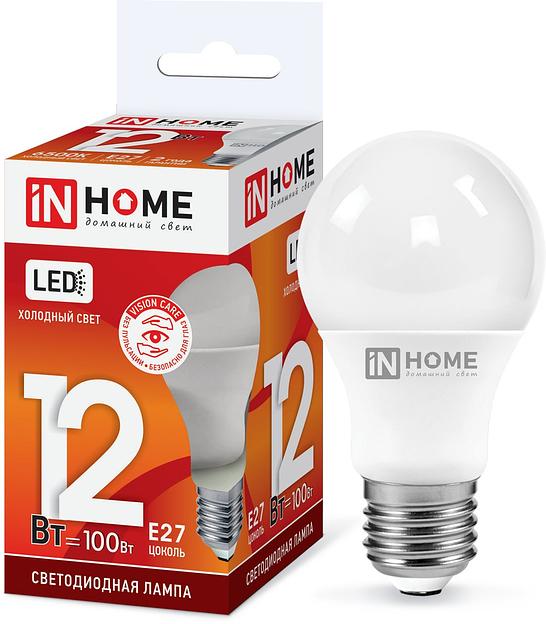 Лампа светодиодная LED-A60-VC 12Вт 230В Е27 6500К 1080Лм IN HOME фото 1