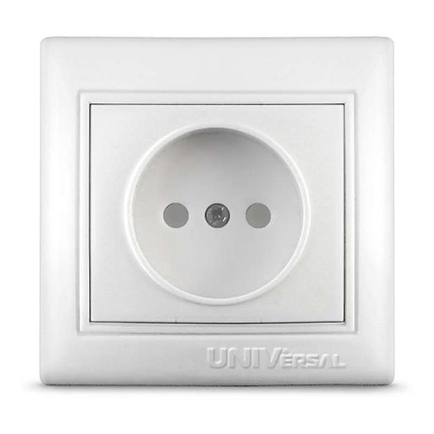 Розетка 1-м СП Севиль 16А IP20 без заземл. защ. шторки бел. UNIVersal С0047 фото 1