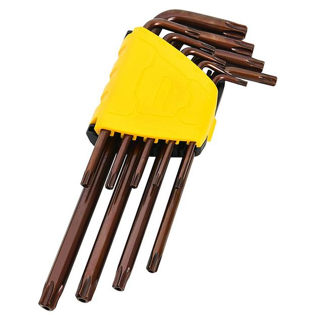 Ключ Deli Набор шестигранных ключей "TORX" удлиненных Deli DL230707G 9 шт S2, размеры T10,T15,T20,T25,T27,T30,T40,T45,T50, пластиковый держатель фото 1