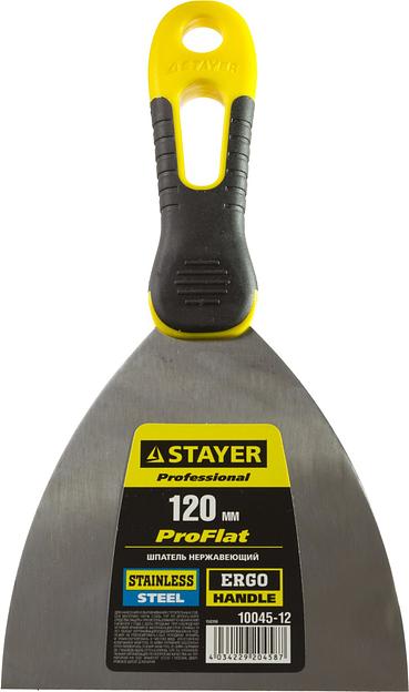 STAYER PROFlat, 120 мм, х-образное профилированное полотно, облегченная двухкомпонентная ручка, нержавеющий шпатель (10045-12) фото 3