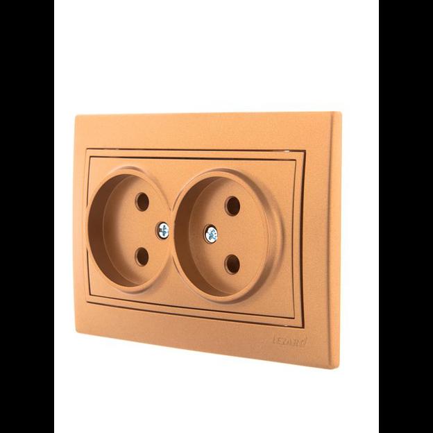Розетка 2-м СП Mira 16А IP20 без заземл. со вставкой керамика зол. метал. LEZARD 701-1313-128 фото 3