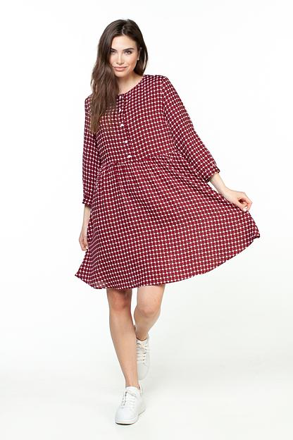 Платье штапель 5917/14/Бордовый, белый фото 4