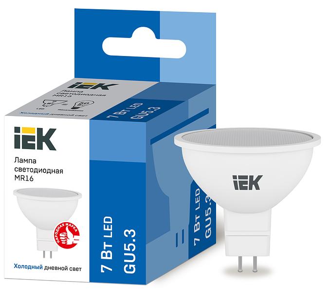 Iek LLE-MR16-7-230-65-GU5 Лампа светодиодная ECO MR16 софит 7Вт 230В 6500К GU5.3 IEK фото 1