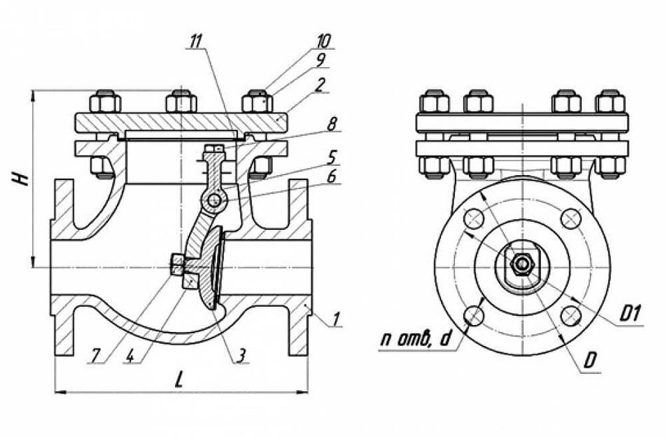 Затвор обратный поворотный 19с53нж Ду80 Ру40 фото 1